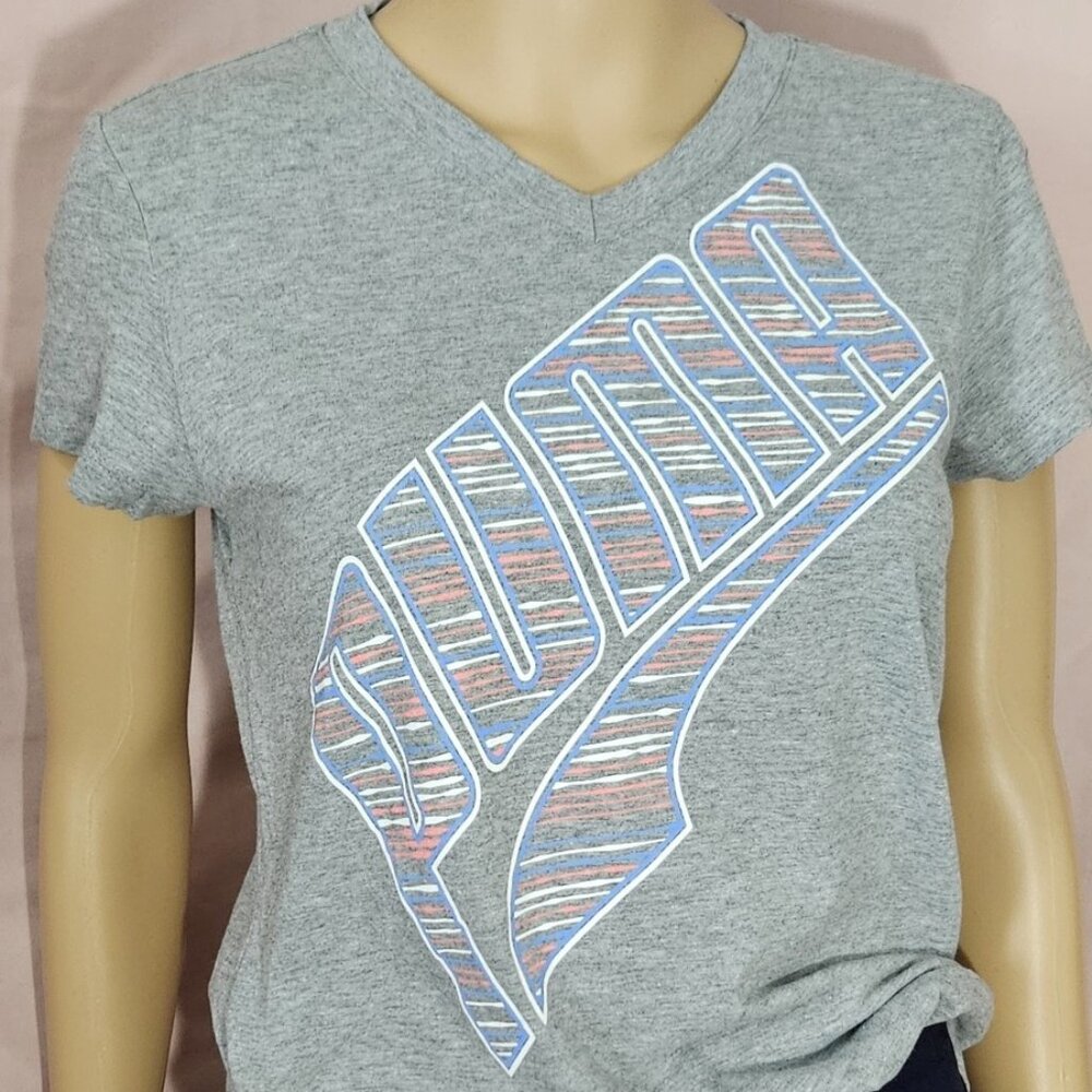 Puma Grey Graphic V-neck Tee